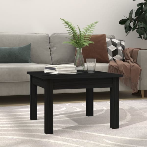 Soffbord svart 45x45x30 cm massiv furu