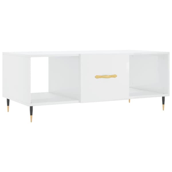 Soffbord vit högglans 102x50x40 cm konstruerat trä