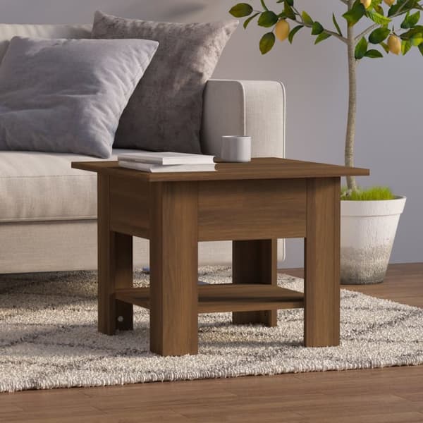 Soffbord brun ek 55x55x42 cm konstruerat trä