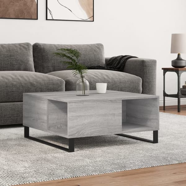 Soffbord grå sonoma 80x80x36,5 cm konstruerat trä