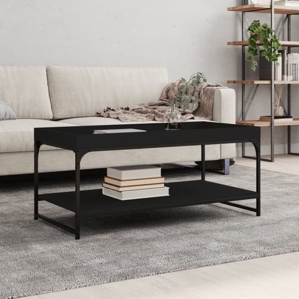Soffbord svart 100x49x45 cm konstruerat trä
