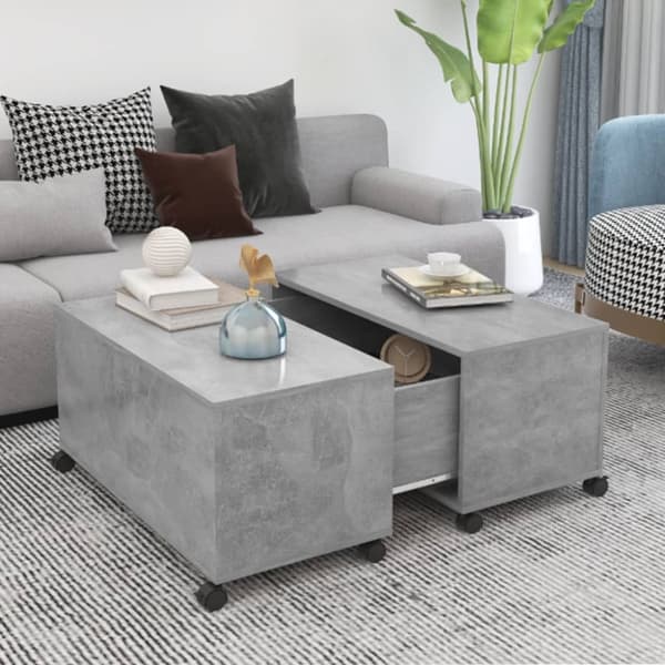 Soffbord betonggrå 75x75x38 cm konstruerat trä