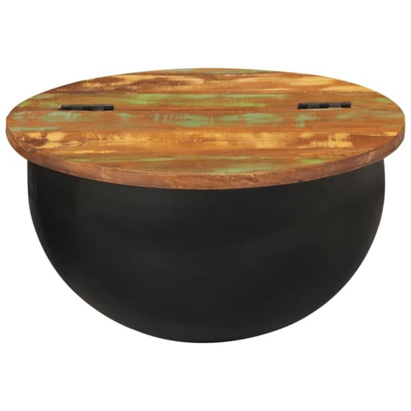 Soffbord svart 50x27 cm massivt återvunnet trä