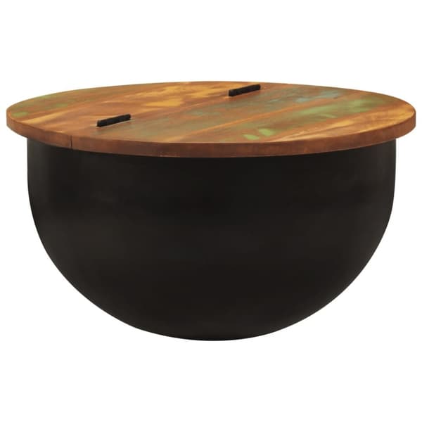 Soffbord svart 50x27 cm massivt återvunnet trä