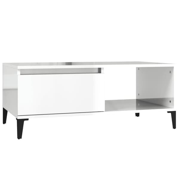 Soffbord vit högglans 90x50x36,5 cm konstruerat trä