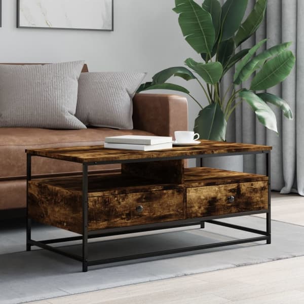 Soffbord rökfärgad ek 100x51x45 cm konstruerat trä