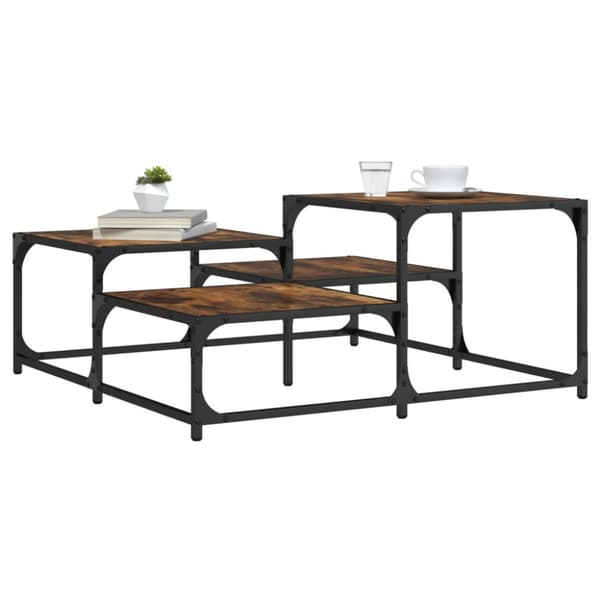 Soffbord rökfärgad ek 87,5x87,5x40 cm konstruerat trä