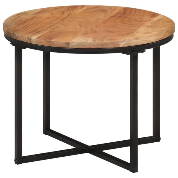 Soffbord 45x45x35 cm massivt akaciaträ och järn