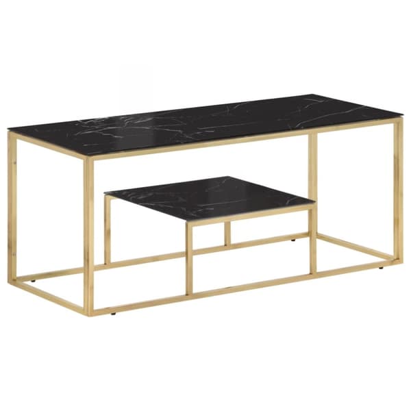 Soffbord guld rostfritt stål och härdat glas