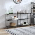 Miniatyrbild 1 av 2: Konsolbord med svart glasskiva 158,5x30x81 cm stål