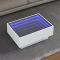 Miniatyrbild 1 av 2: Soffbord med LEDs vit 70x50x30 cm konstruerat trä