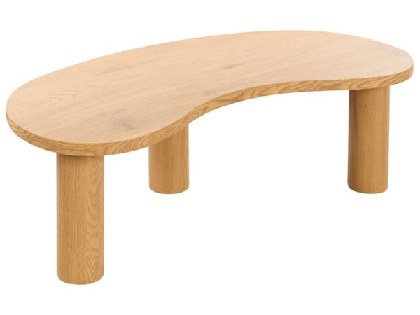 sofabord let forarbejdet træ retro trekantet bord imiteret træ stue opholdsrum værelse