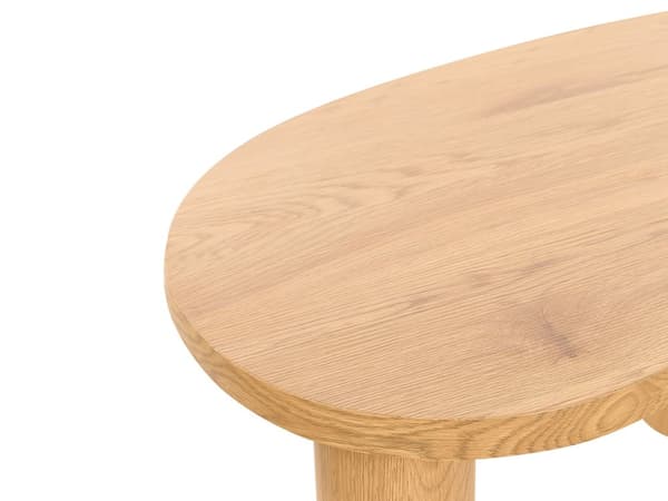 sofabord let forarbejdet træ retro trekantet bord imiteret træ stue opholdsrum værelse