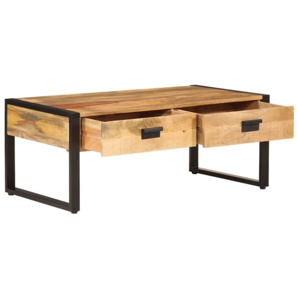 Soffbord 100x54x40 cm massivt mangoträ och järn