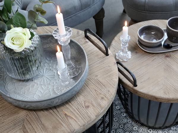 Soffbord m trälock set m 2 korgar Svart