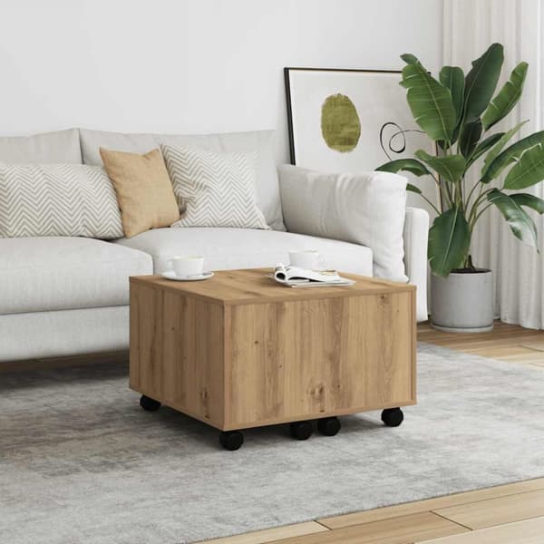 Soffbord artisan ek 60x60x38 cm konstruerat trä