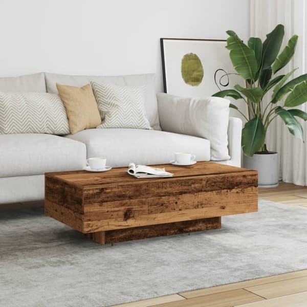 sofabord 100x49,5x31 cm konstrueret træ antikt træ