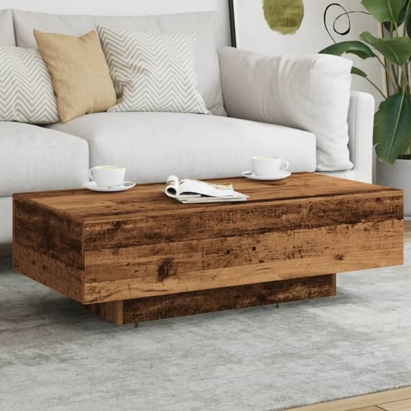 sofabord 100x49,5x31 cm konstrueret træ antikt træ
