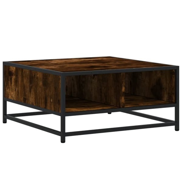 sofabord 60,5x60,5x30 cm konstrueret træ og metal røget egetræ