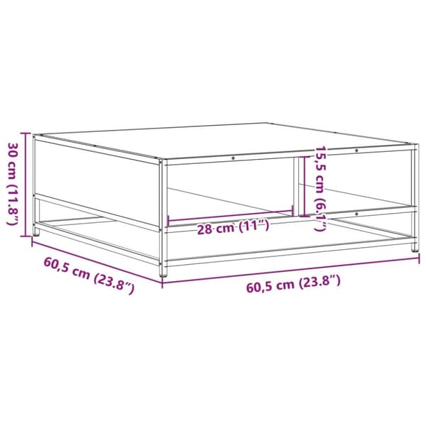 Soffbord svart 60,5x60,5x30 cm konstruerat trä och metall