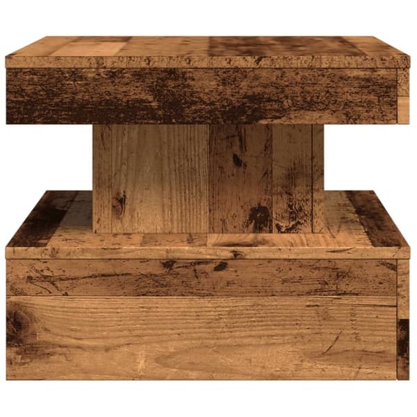 Soffbord med LED gammalt trä 50x50x40 cm