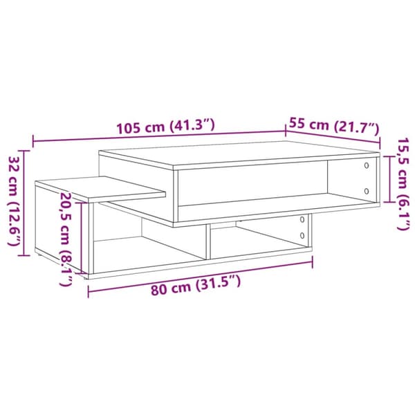 sofabord 105x55x32 cm konstrueret træ kunsteg