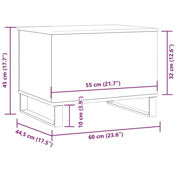sofabord 60x44,5x45 cm konstrueret træ kunsteg