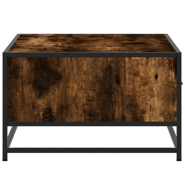 sofabord 90x57x35 cm konstrueret træ og metal røget egetræ