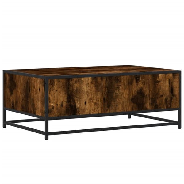sofabord 90x57x35 cm konstrueret træ og metal røget egetræ