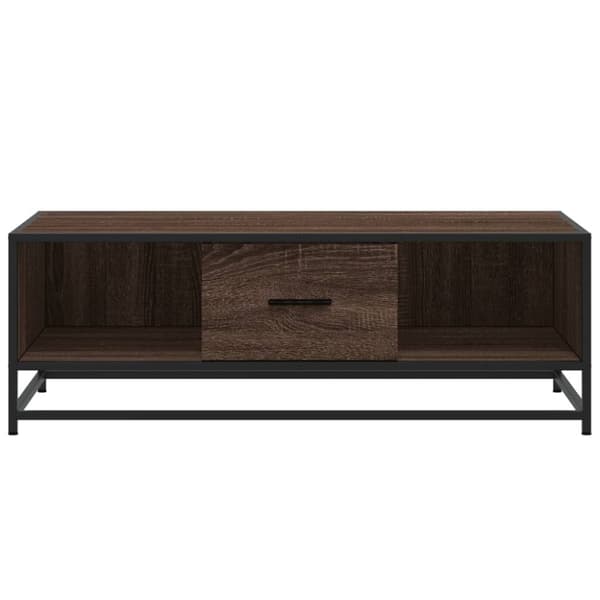 Sohvapöytä ruskea tammi 100x57x35 cm tekninen puu ja metalli