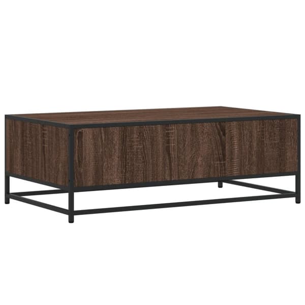Sohvapöytä ruskea tammi 100x57x35 cm tekninen puu ja metalli