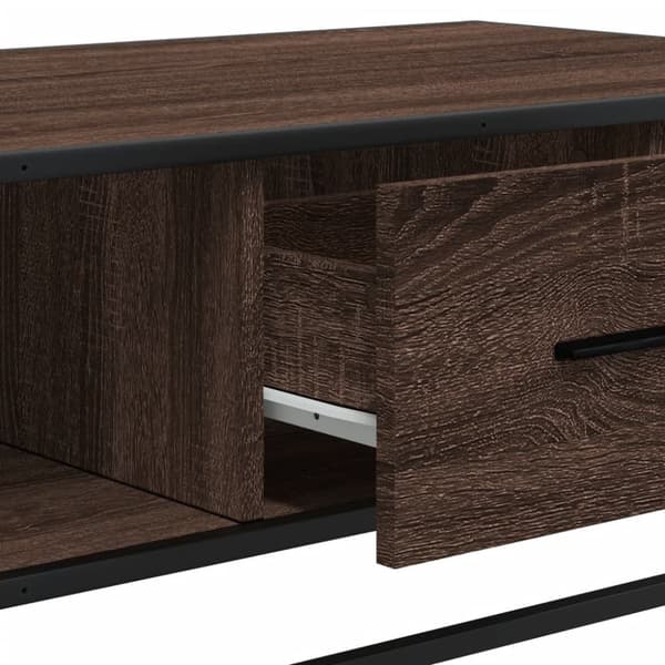 Sohvapöytä ruskea tammi 100x57x35 cm tekninen puu ja metalli