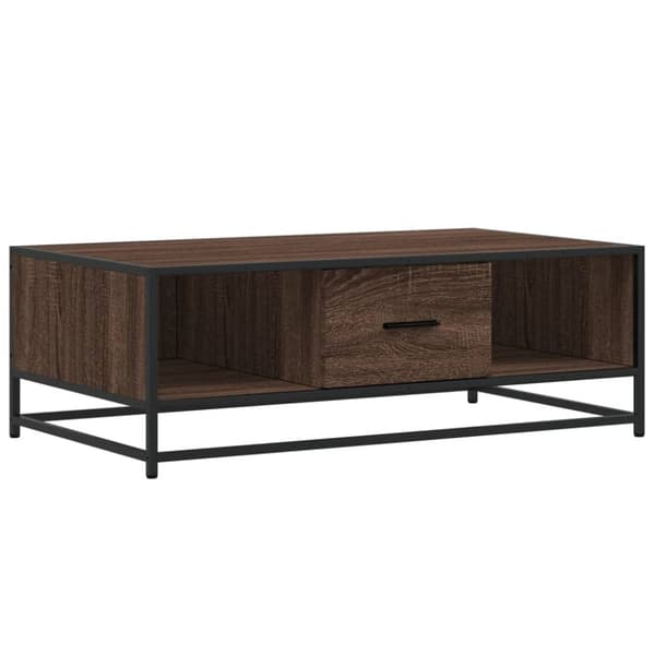 Sohvapöytä ruskea tammi 100x57x35 cm tekninen puu ja metalli