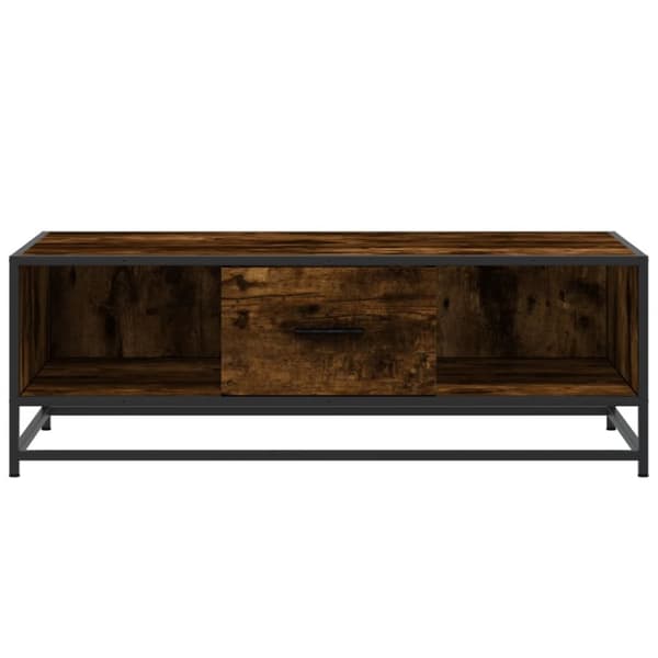sofabord 100x57x35 cm konstrueret træ og metal røget egetræ