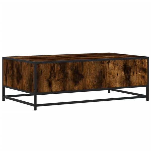 sofabord 100x57x35 cm konstrueret træ og metal røget egetræ