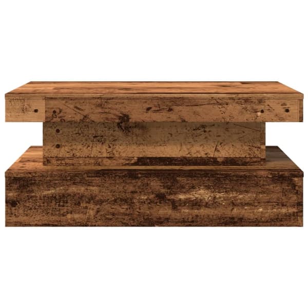 Soffbord med LED gammalt trä 90x50x40 cm