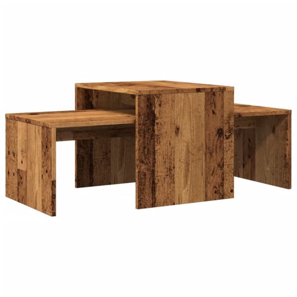 Soffbord set åldrat trä 100x48x40 cm konstruerat trä