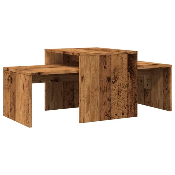 Soffbord set åldrat trä 100x48x40 cm konstruerat trä