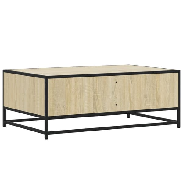 sofabord 90x57x35 cm konstrueret træ og metal sonoma-eg