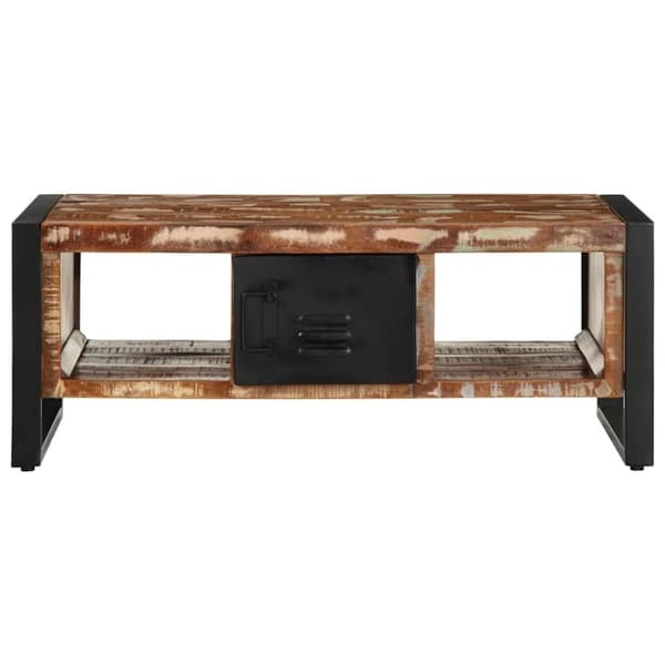 -sohvapöytä, värikäs 90x50x36 cm massiivi kierrätyspuuta