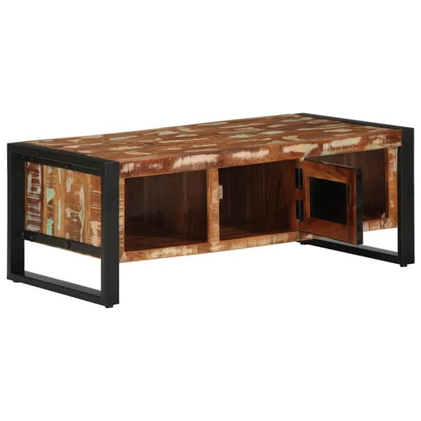 -sohvapöytä, värikäs 90x50x36 cm massiivi kierrätyspuuta