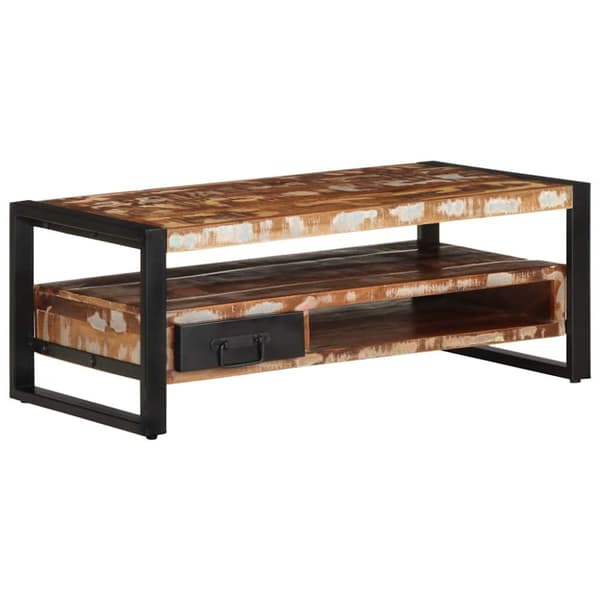 Soffbord flerfärgad 90x50x36 cm massivt återvunnet trä