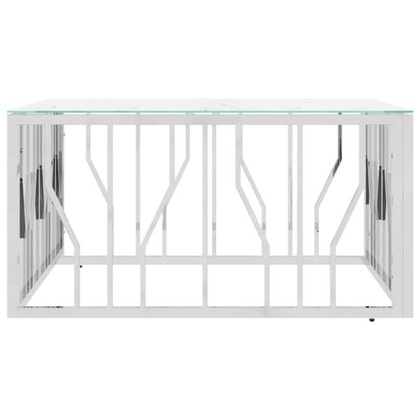 sofabord 80x80x40 cm rustfrit stål og glas sølvfarvet