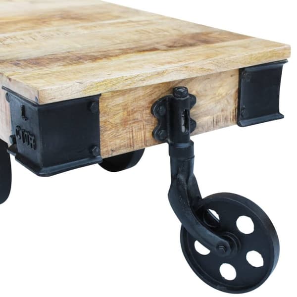 Soffbord med hjul industriell stil mangoträ