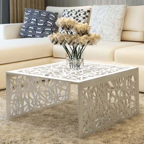 Soffbord geometrisk design aluminium silver