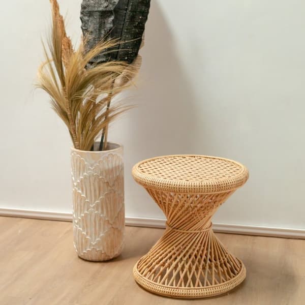 Rootz Rattan Sidebord | Sofabord | Rundt Sofabord LUHU Ø45 cm Beige