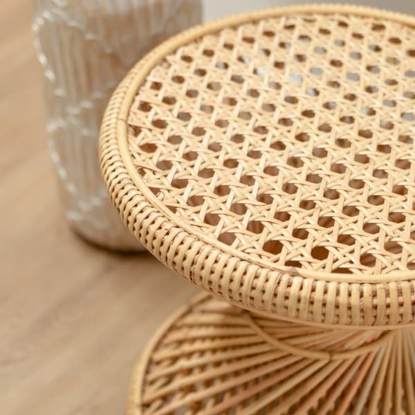 Rootz Rattan Sidebord | Sofabord | Rundt Sofabord LUHU Ø45 cm Beige