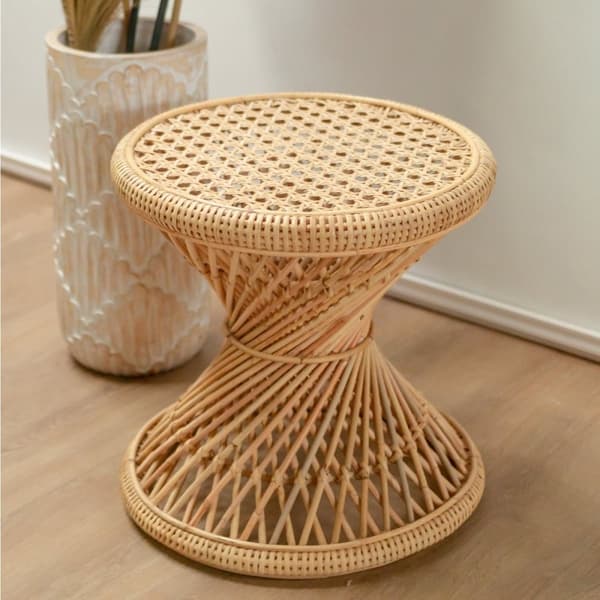 Rootz Rattan Sidebord | Sofabord | Rundt Sofabord LUHU Ø45 cm Beige