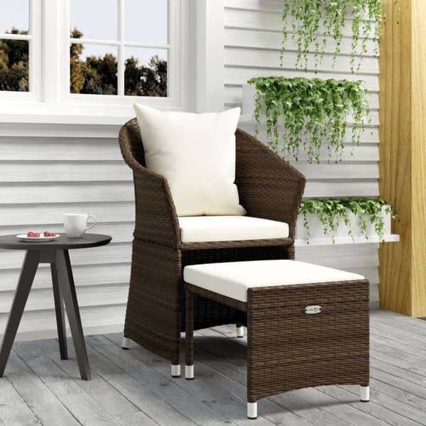 Loungegrupp med dynor 2 delar brun konstrotting