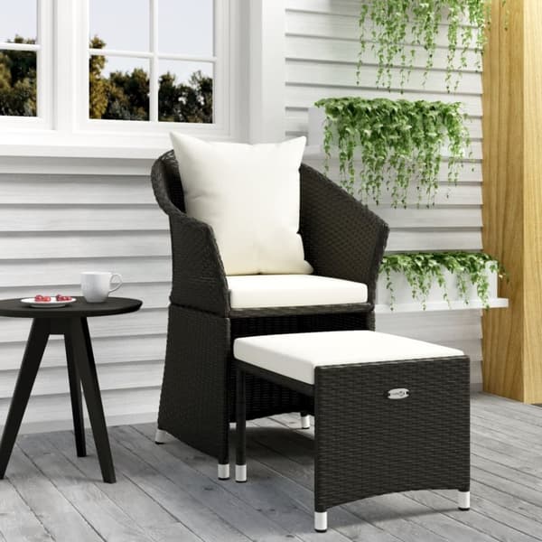 Loungegrupp med dynor 2 delar svart konstrotting
